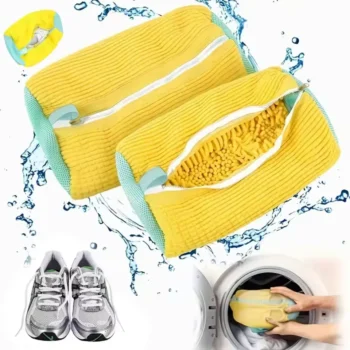 Lot de 2 sacs de lavage pour chaussures réutilisables avec fermeture protection baskets et vêtements lavage 360°